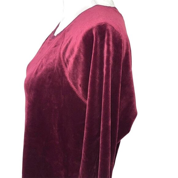 Luxurious Velour Sweatshirt Womens Plush Polyester Spandex Blend Pullover Purple - Picture 6 of 10